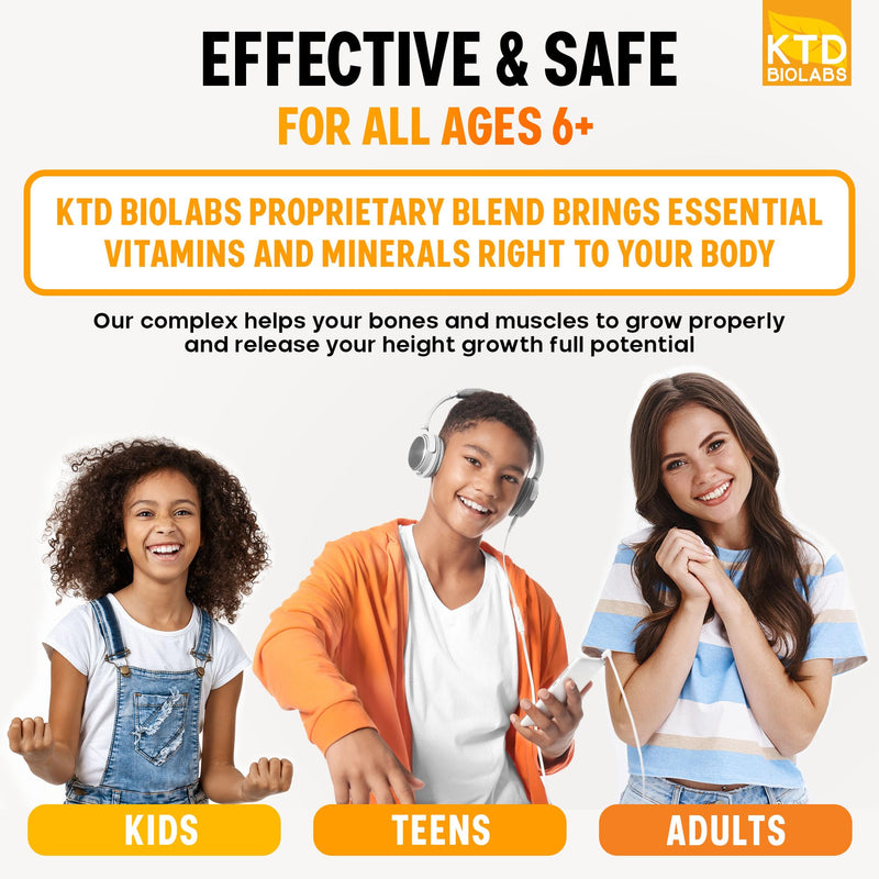 Kids Height Growth Support Capsules – Extended Supply Development Formula with Calcium, Vitamin D3 & Zinc – Bone & Nutrition Support for Kids & Teens – Amino Blend – 120 Capsules 120 Count (Pack of 1)