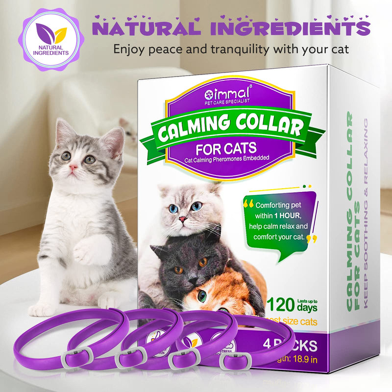 Abodiuss Calming Collar for Cats 4 Pieces, Adjustable Design Pheromone Embedded Calming Collar for Anxiety, Sentry Calming Collar Durable 120 Days, 18.9 Inch Collar (Cat) - BeesActive Australia