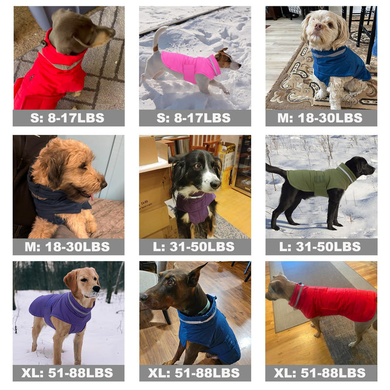 Dog Coat, Waterproof Dog Jacket Dog Winter Coat Dog Cold Weather Coats, Warm Windproof Dog Snow Jacket Clothes, Reflective Adjustable Turtleneck Dog Coats for Small Medium Large Dogs Pink - BeesActive Australia