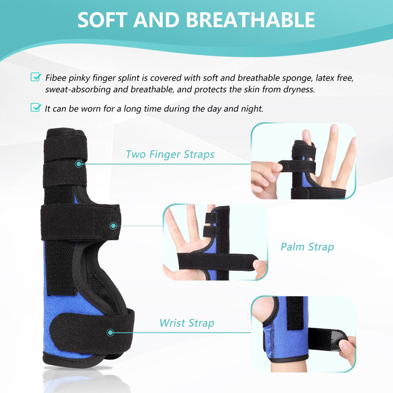 Boxer Fracture Splint, Pinky Finger Splint, Adjustable Two Finger Brace for 4th or 5th Finger, Metacarpal Splint Hand Brace for Arthritis Fracture Broken Mallet Dislocated Trigger Finger(S/M) S/M