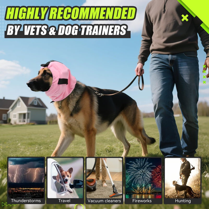 Dog Ear Muffs Noise Protection,Noise Cancelling Ear Wraps for Dogs,Washable Sound Absorbing Inserts Pink Small