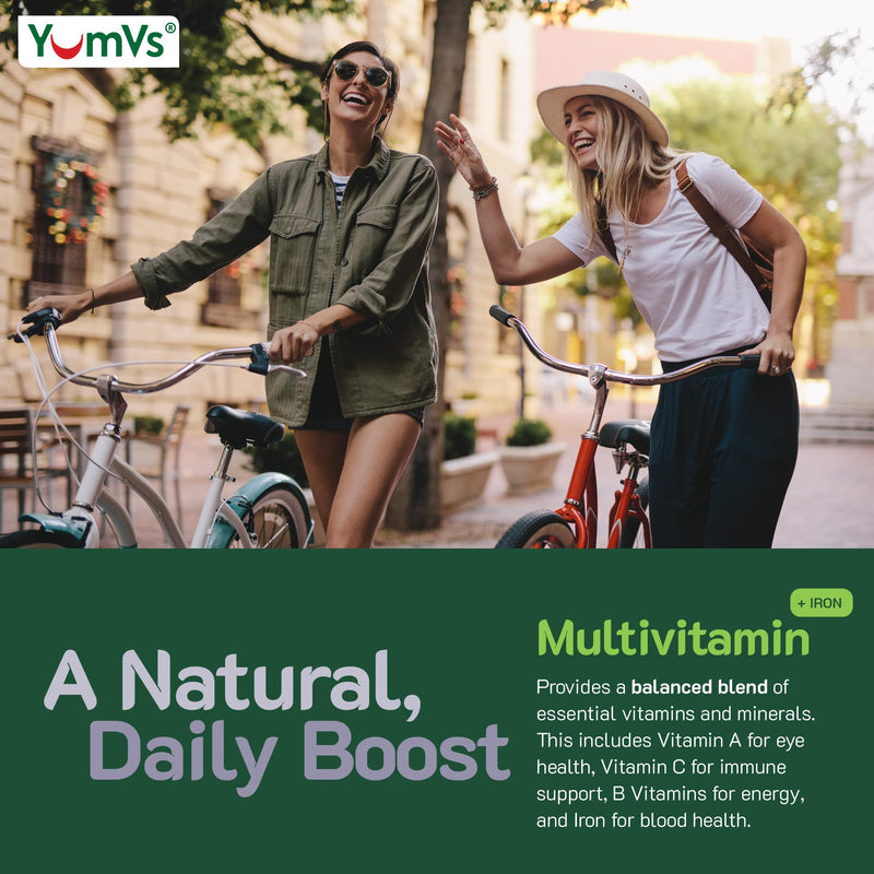 YUM-V'S Iron Gummies - Multivitamin Iron Supplement with Vitamin C, A, B & Zinc, Supports Blood Oxygen, Vegan Supplements for Women, Men & Kids for Growth and Development - Grape Flavor | 60 Count 60 Count (Pack of 1)