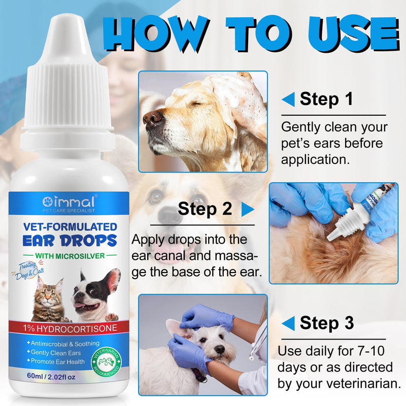 Gentle Cat & Dog Ear Care Solution Twin Pack - Vet Recommended Ear Cleaner for Itchy Ears, Soothes Discomfort, Removes Wax & Odour, 2 x 60ml