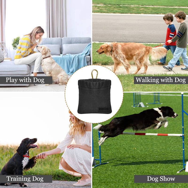 Dog Treat Bag, Hands Free Dog Treat Bag with Automatic Closure, Small Dog Training Food Bag with Carabiner, Puppy Dog Treat Bag for Dog Training Black - BeesActive Australia