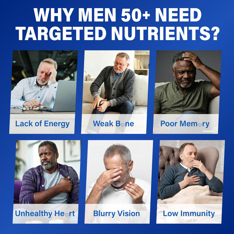 Multivitamin Gummies for Men 50+ - Sugar Free Methylated Multivitamin Gummy | with Methylated B-Vitamins, Omega-3 DHA, CoQ10 & Probiotics - Supports Memory, Energy, Immunity & Digestion - 120 Gummies Mixed Berry 60 Count (Pack of 2)
