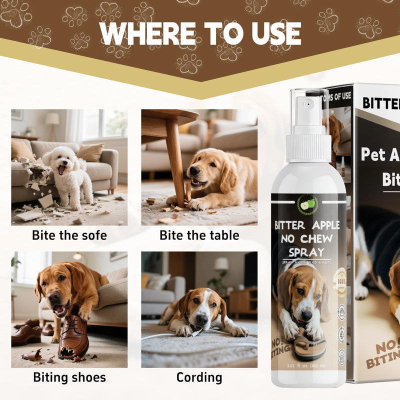 Bitter Apple Spray for Dogs to Stop Chewing, No Chew Spray for Dogs - Deterrent Spray to Protect Furniture, Shoes, Plants & Valuables - Alcohol-Free, Safe for Pets & Humans - 2Pack (2 x 100ml)6.76 oz