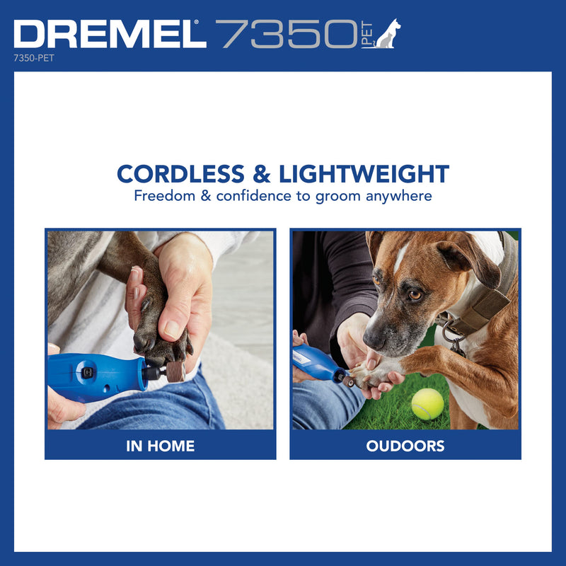 Dremel 7350-PET 4V Pet & Dog Nail Grinder, Easy-To-Use & Safe Nail Trimmer, Professional Pet Grooming Kit - Works on Large, Medium, Small Dogs & Cats New Model w/ 4 Sanding Bands