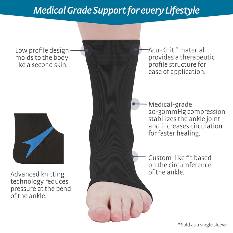 medi Seamless Knit Ankle Support - sprains, rheumatic & osteoarthritis condition Black L Large - BeesActive Australia
