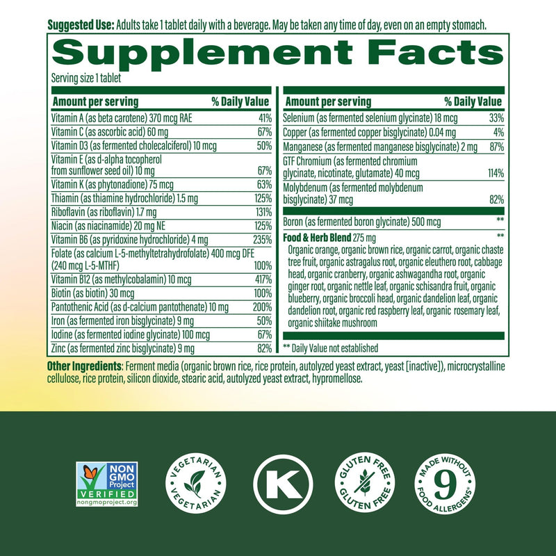 MegaFood One Daily Multivitamin for Women with 22 Nutrients, 60 Tablets | Immune Support, Cellular Energy & Healthy Skin & Hair, Methylfolate, Methylated B12, Iron, C, D3, Vegetarian, 60 Servings Unflavored 60 Count (Pack of 1)
