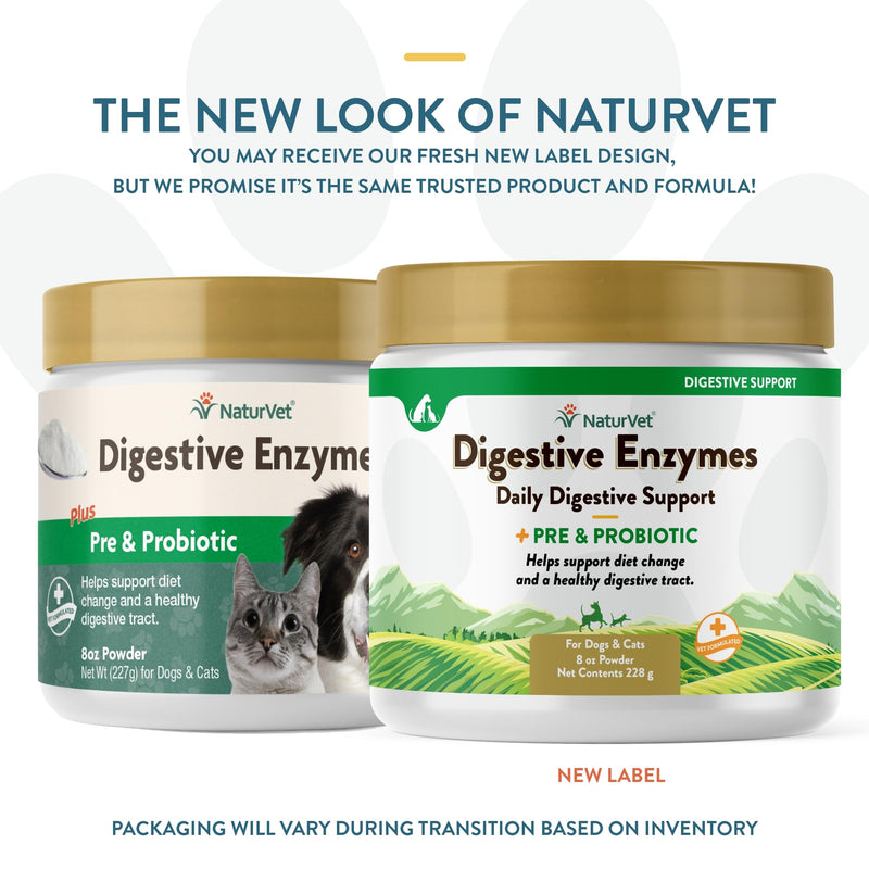 NaturVet – Digestive Enzymes for Dogs - Plus Probiotics & Prebiotics | Helps Support Diet Change & A Healthy Digestive Tract | for Dogs & Cats | 8 oz Powder - BeesActive Australia