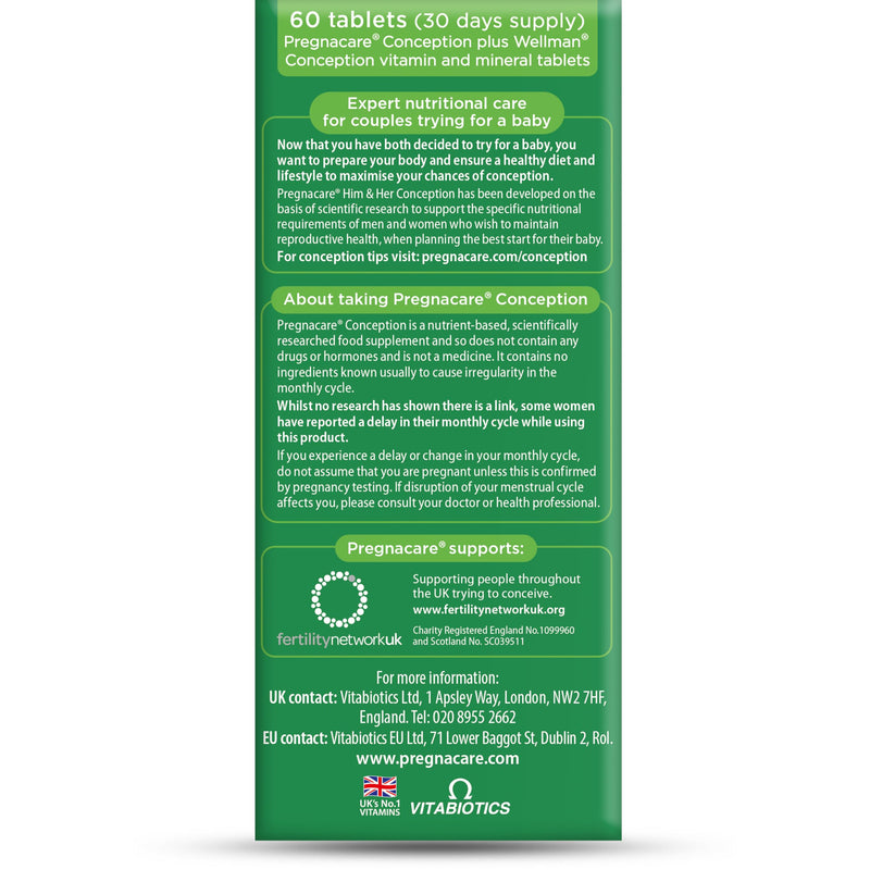 Vitabiotics - Pregnacare - His & Her Conception - 2x30 Tablets 1 Count (Pack of 60)