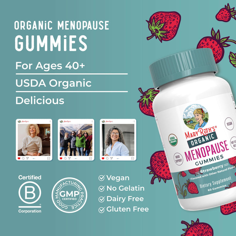 Organic Menopause Gummies by MaryRuth's | Menopause Supplements for Women | Mood Support | Hot Flash Relief | Maca Root | Black Cohosh | USDA Organic | Non-GMO | Vegan | 30 Servings - BeesActive Australia