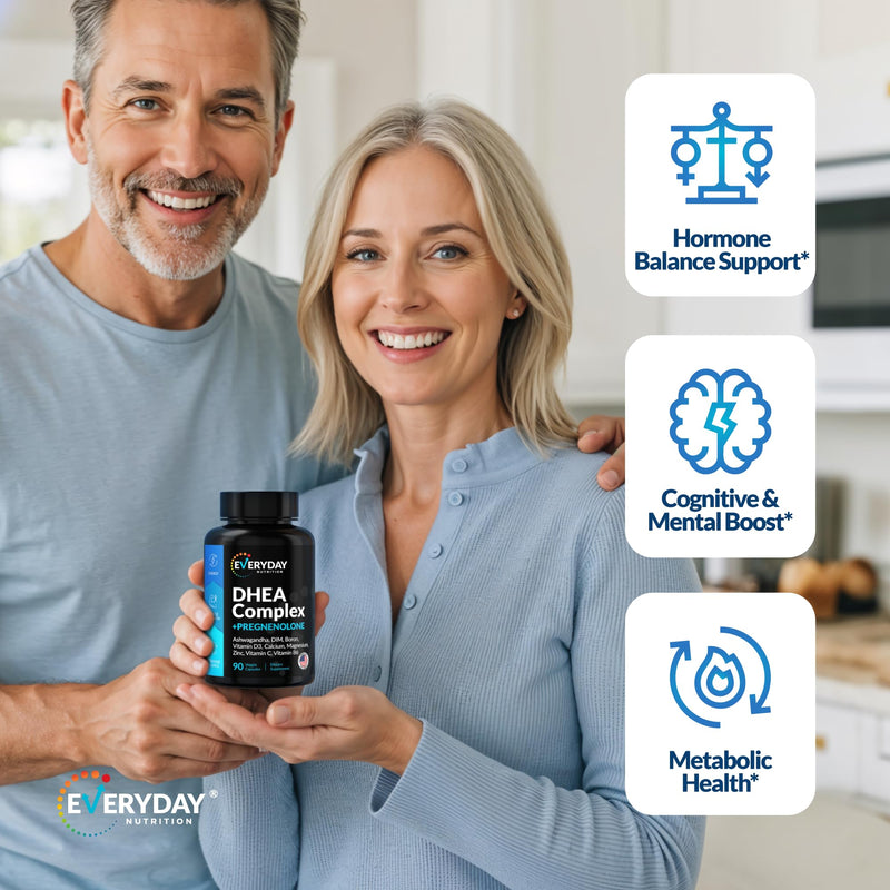 DHEA Micronized 200mg Complex with Pregnenolone 100mg Supplement for Men & Women with Ashwagandha, DIM, Magnesium, Boron, Calcium , Zinc, Vitamin D3, C and B6 Hormone Support - Made in USA 90 Capsules