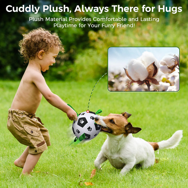 QDAN Interactive Dog Toys for Boredom, Dog Soccer Ball with Straps, Active Rolling Bouncing Ball for Dogs, Moving Dog Toy Jumping Chasing Music Record for Small Medium Large Pet Black+Green - BeesActive Australia
