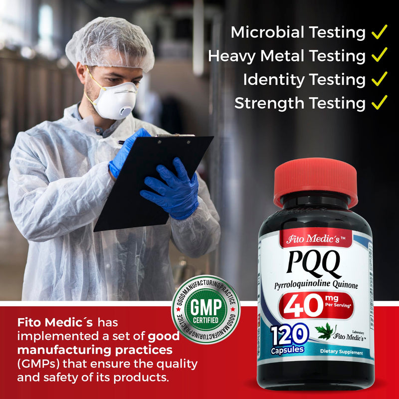 FITO MEDIC'S Lab | pqq |120 Capsules |40 mg | pqq Supplement| pqq Supplement 40 mg | pyrroloquinoline Quinone | Concentrate Extract |Ultra high Absorption.