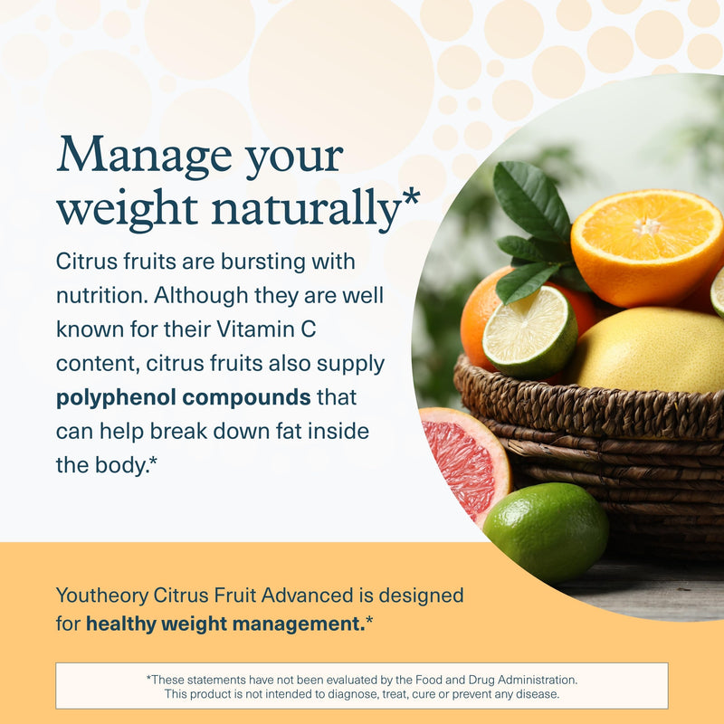 Youtheory Slimming Citrus Fruit - Vegan Health Supplement with Chromium - Supports Overall Wellness* - Dairy, Soy & Gluten Free - 60 Vegetarian Capsules 60 Count (Pack of 1) - BeesActive Australia