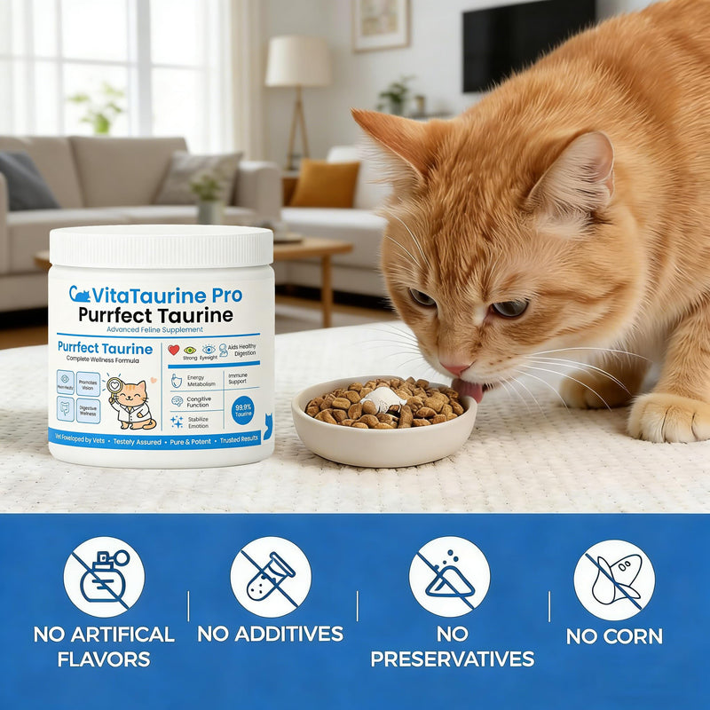 Purrfect Taurine - Taurine Supplement for Cats,Taurine for Cats - Supports Overall Vitality, Essential Amino Acid for Cat Wellness,200g