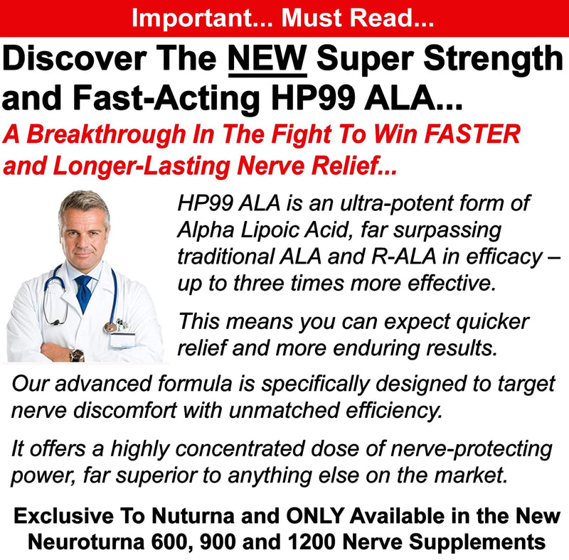 Neuropathy Support Supplement with 1200 mg HP-99 Alpha Lipoic Acid - Max Strength ALA Nerve Formula for Feet Hands Fingers Legs - Ultra Potent 18 in 1 Natural Nerve Vitamins - 180 Capsules White-cloud