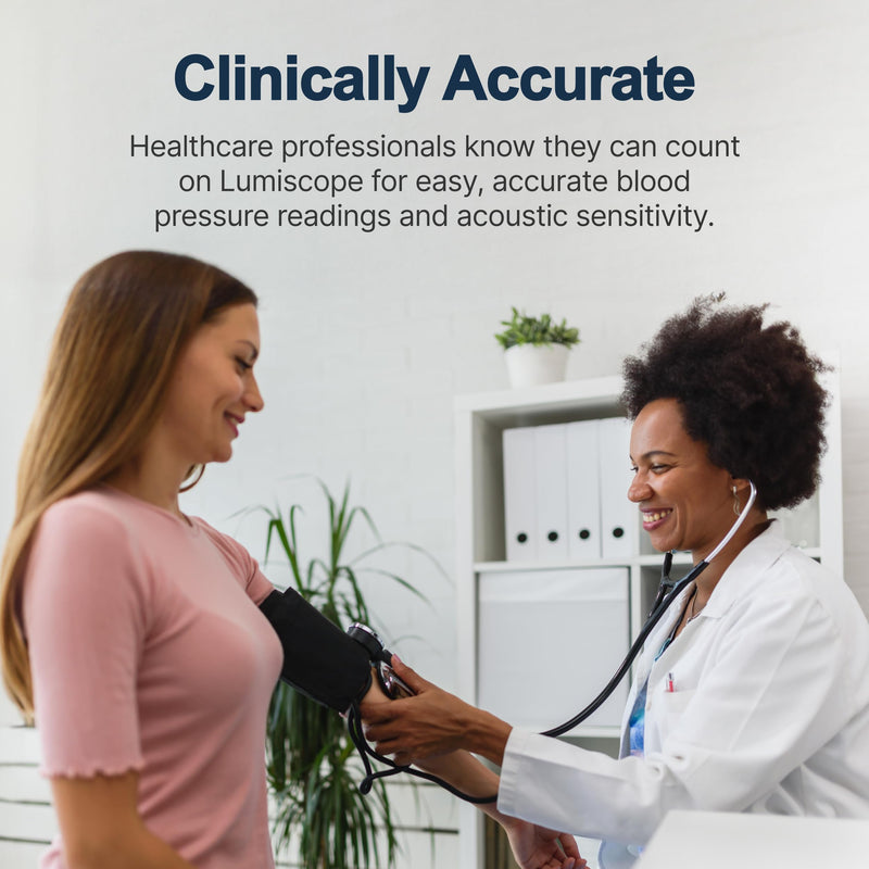 Lumiscope Professional Blood Pressure Kit - Stethoscope, Manual BP Cuff, Sphygmomanometer - Black