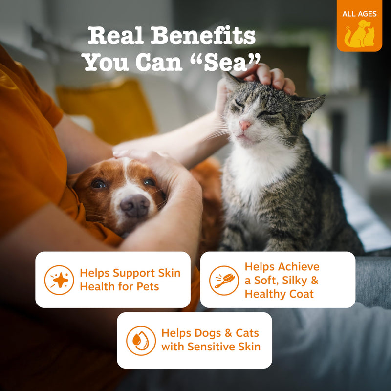 Zesty Paws Wild Alaskan Omega-3 Blend Pollock + Salmon Oil for Dogs and Cats- Skin and Coat Support, Omega 3 Supplement for Pets, 16oz 16 Fl Oz