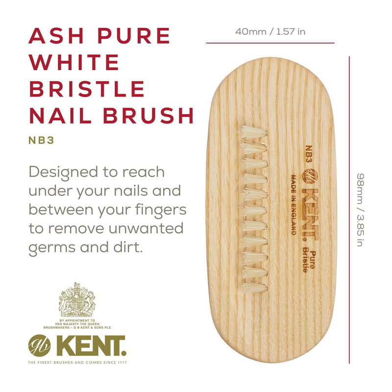 Kent NB3 Natural Bristle Fingernail Brush and Hand Scrub Brush for Nails. Beechwood Finger Nail Brush to Clean Nails and Nail Scrubber Brush for Hands, Feet, Fingernails, and Toenails. Made in England - BeesActive Australia