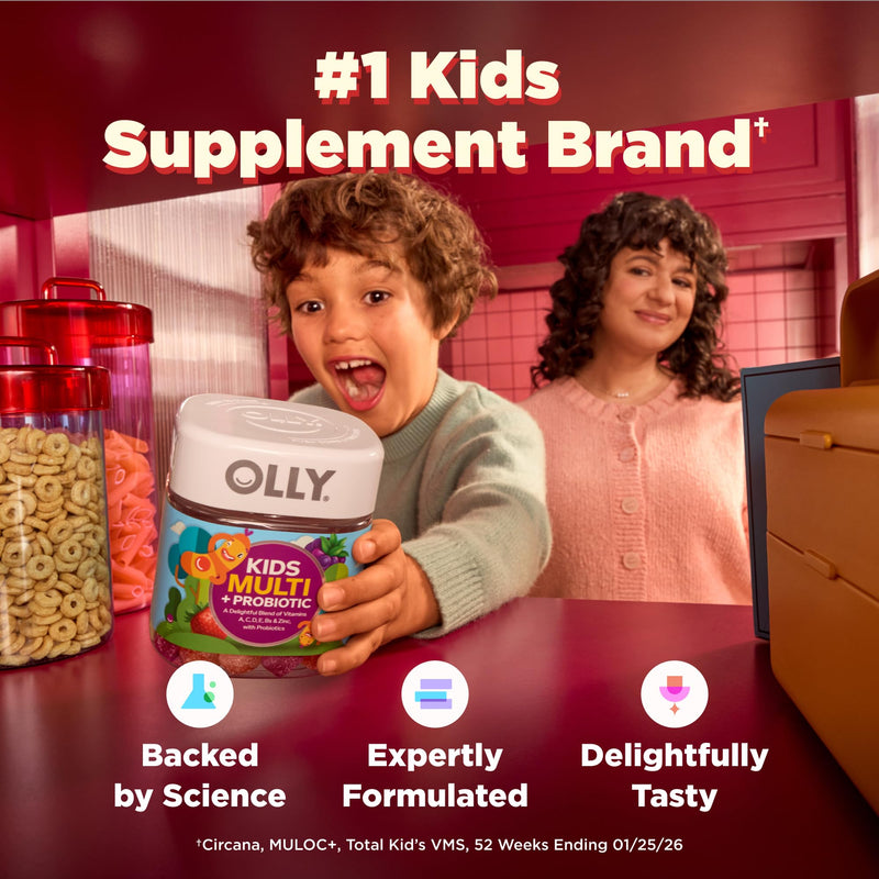 OLLY Kids Multi & Probiotic Gummy, Digestive Support - 120 Count Pouch 120 Count (Pack of 1)