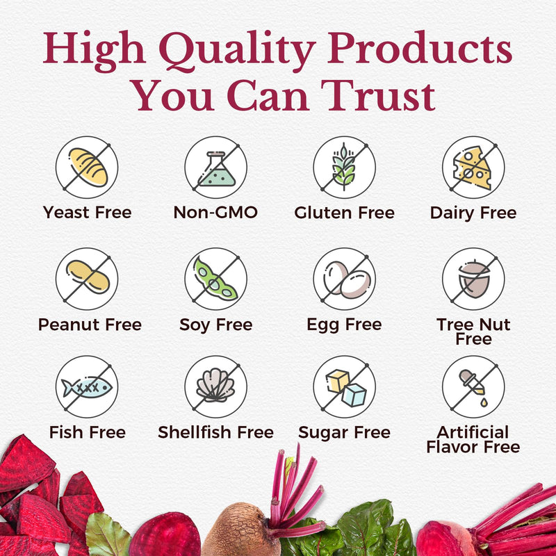 Vitalitown Beet Root Capsules 1300 mg with Organic Beet Root, Natural Nitric Oxide Booster, Superfood for Healthy Heart & Energy Levels, High Potency Supplement, 60 Vegan Capsules, Non-GMO