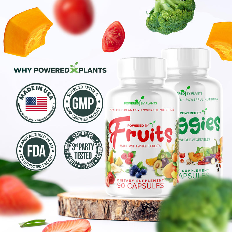 Daily Fruits and Veggies Supplement - 180 Capsules for 30 Days, Non GMO & Gluten Free Superfood with Natural Vitamins - Powered by Plants, 2-Pack 90 Count (Pack of 2)