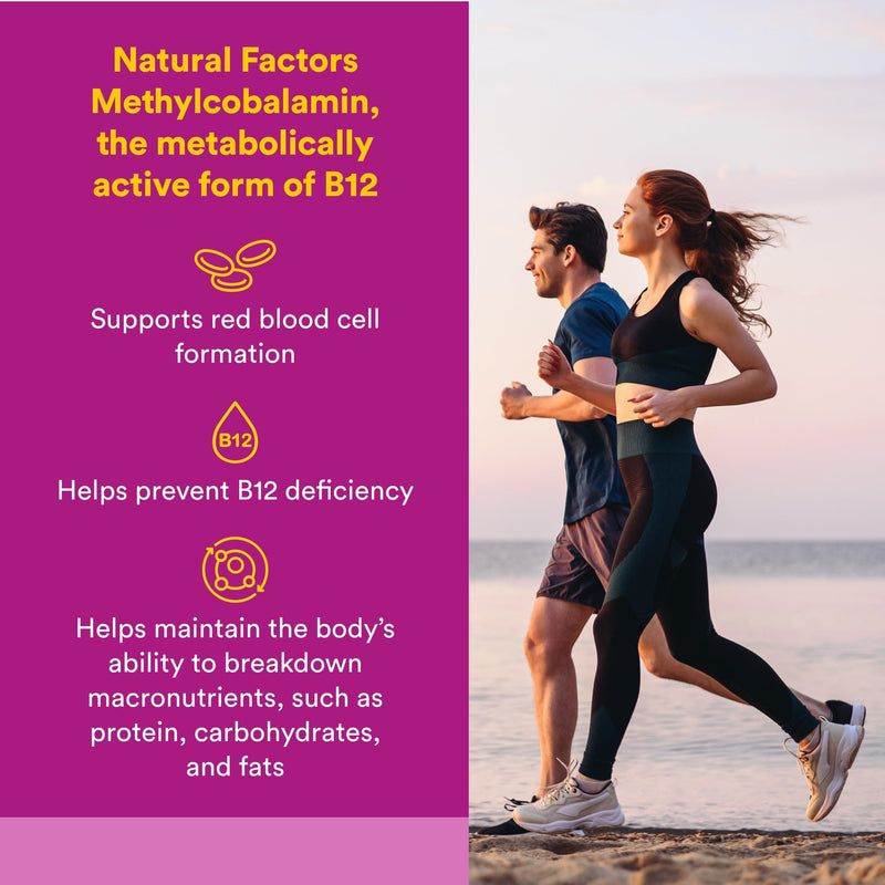 Natural Factors, Vitamin B12 Methylcobalamin 1000 mcg, Chewable Support for Energy and Immune Health, Vegetarian, Gluten Free, 90 tablets (90 servings) 90 Count (Pack of 1)