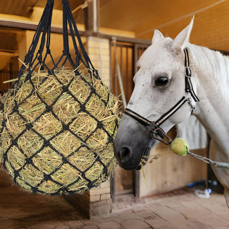 2PCS Hay Net for Horses,Slow Feed Hay Bag for Horses Goat Sheep,Hanging Hay Feeder Bag for Horses Stable Stall Paddock Rest Toy Black - BeesActive Australia