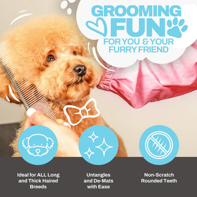 The Doodle Brush - dog comb, pet comb for Goldendoodles, Labradoodles & dogs with medium & long hair, dog comb poodle, metal comb, metal comb dog, dog comb long hair, metal grooming comb - BeesActive Australia