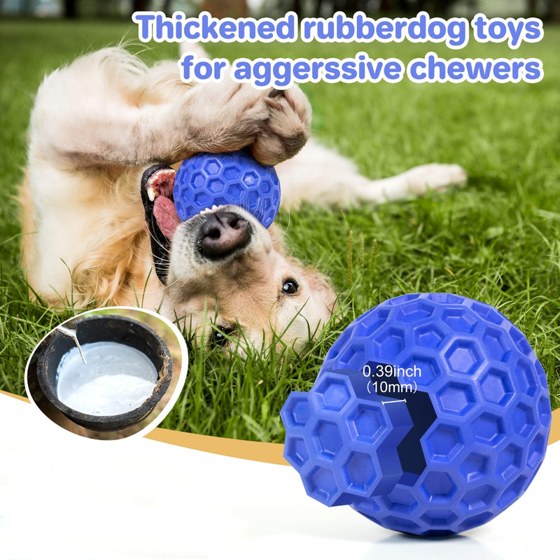 Indestructible Squeaky Dog Ball, Relieves Anxiety, Cleans Teeth, Interactive Chew Toy for Aggressive Chewers, Dog Toy for Large Breeds, Outdoor Waterproof Blue - BeesActive Australia