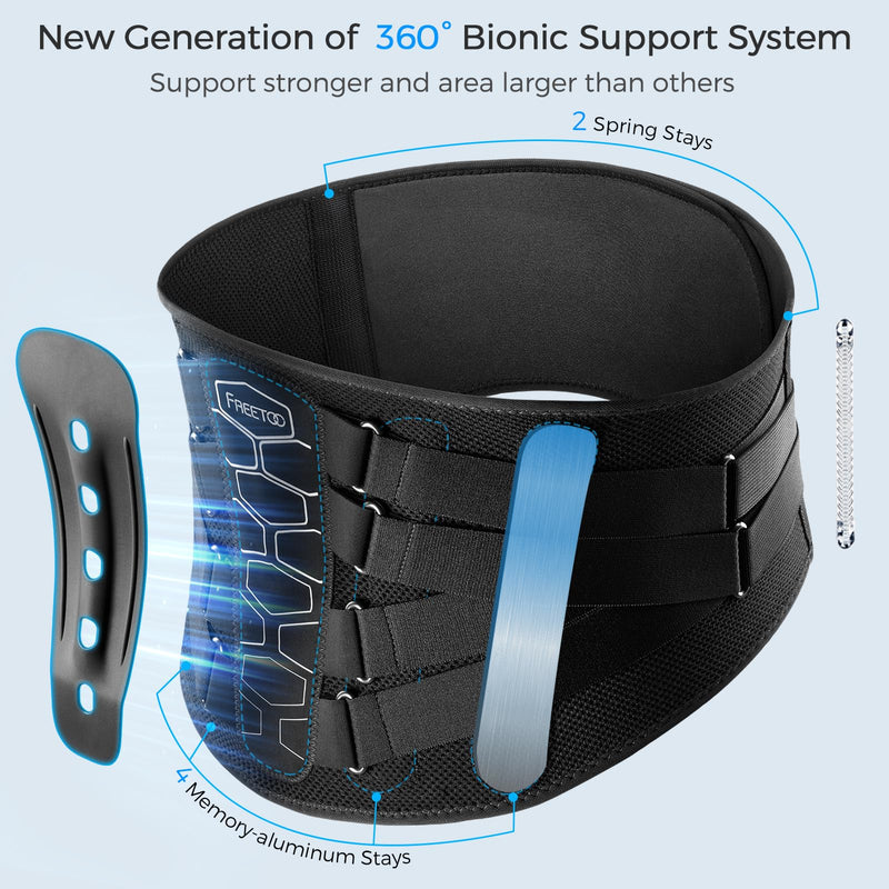 FREETOO Back Brace for Lower Back Pain Relief with Pulley System,Lumbar Support Belt for Men & Women with Lumbar Pad, Ergonomic Design and Soft Breathable 3D Knit Material,for Herniated Disc,Sciatica High Support Medium (Waist: 33.4～40.5 Inch) - BeesActive Australia