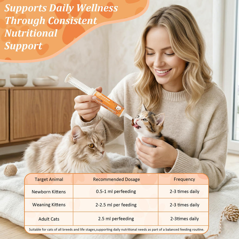 Cat Multivitamin Supplement, Cat Immune Support Supplement, Supports Immune System and Eye Health, Promotes Healthy Skin and Coat, Contains Multiple Vitamins and Taurine, 2 Pack