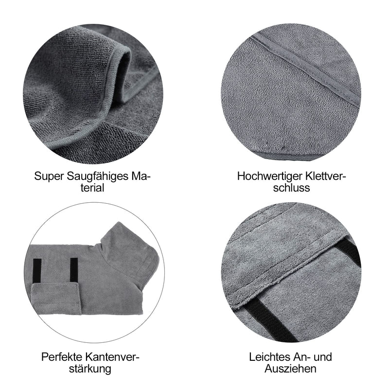 Dog bathrobe, with Velcro fastener, quick-drying bath towel, very absorbent, adjustable collar and waist bathrobe, dryup cape, suitable for large and medium dogs (L) gray L - BeesActive Australia
