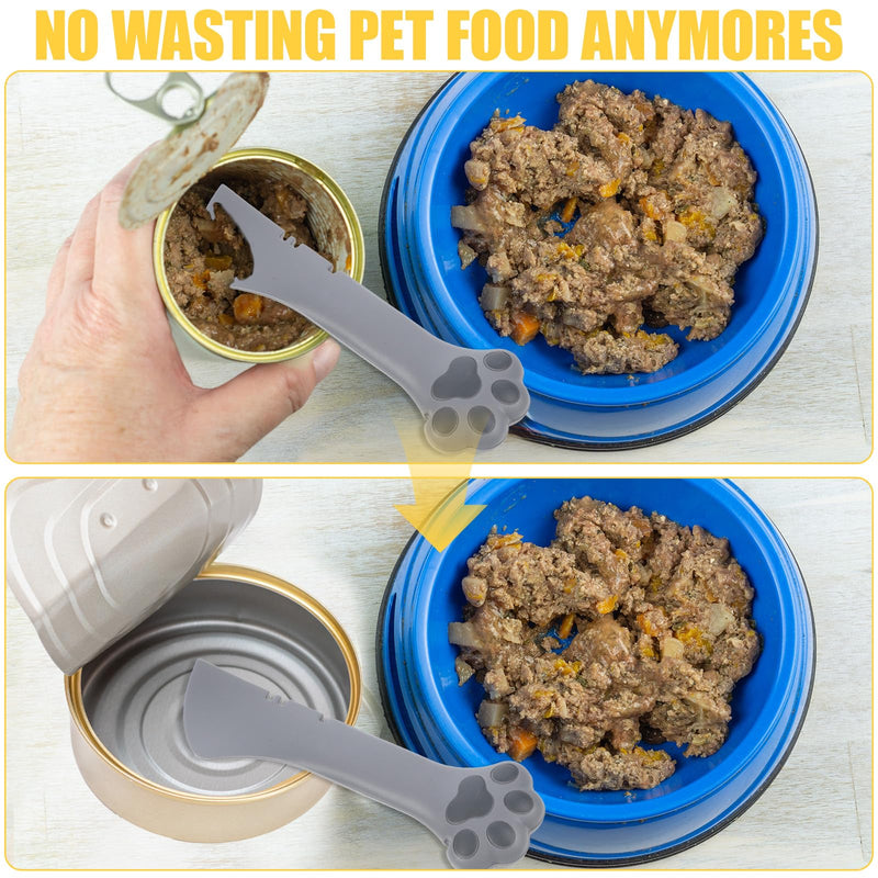 2 Pcs Dog Cat Food Spoon Cute Paw Cat Food Spoon Cat Wet Food Spoon Silicone Pet Food Can Opener Spatula Scoop Mixing Spoons Mini Spatula for Pet Canned Food Small Feeding Jars Spatulas (Gray, White) - BeesActive Australia