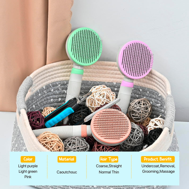 3PCS Cat Grooming Kit,Cat Brushes for indoor Cats with Cat Nail Clipper & Nail File,Self Cleaning Slicker Brush for Dogs & Cats(Green) GREEN - BeesActive Australia