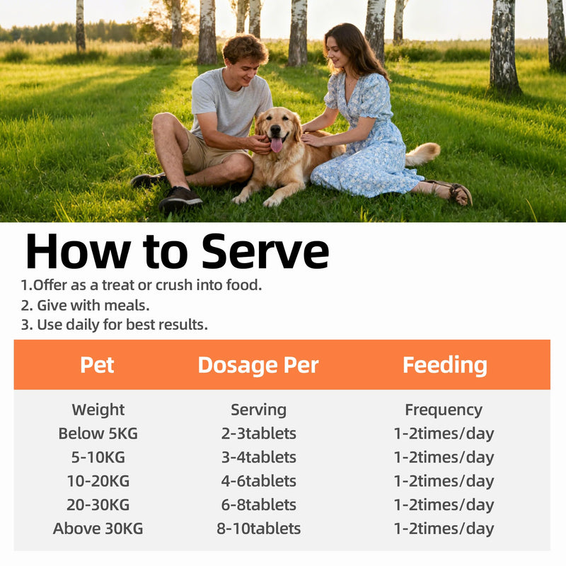 Probiotics for Dogs & Cats, Chicken Tablets, 300 Ct - Sensitive Stomach & Digestive Support, Gas & Bloating Relief, Food Transition - Grain/Gluten Free, No Artificial Additives