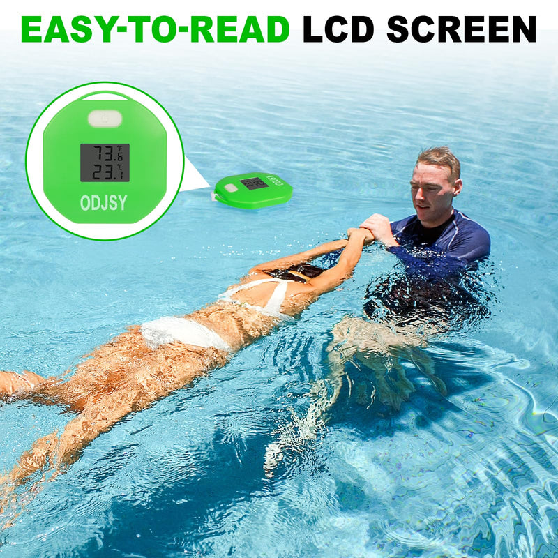 Pool Thermometer, Digital Water Temperature Tester with LCD Display for Swimming Pools, Spas, Hot Tubs & Aquariums (Blue/Green) Green