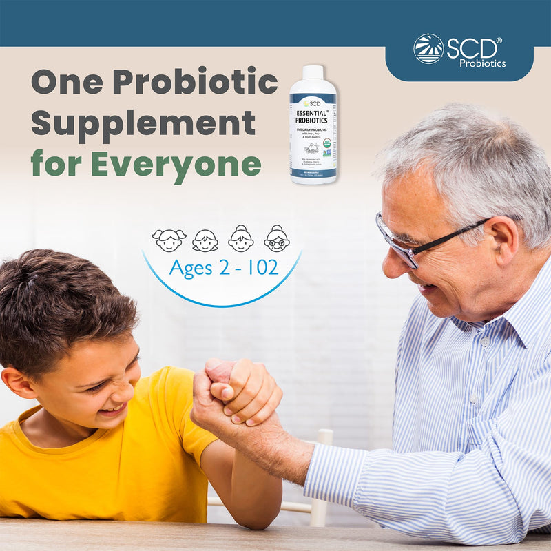 SCD Probiotics Essential Probiotics Gut Health Drink with Prebiotics, 16 oz | All Ages 2+, 11 Live Strains, Acidophilus, Certified Organic, Vegan, Gluten Free, 30 Servings, Double Sealed, Zero Sugar 16 Fl Oz (Pack of 1)