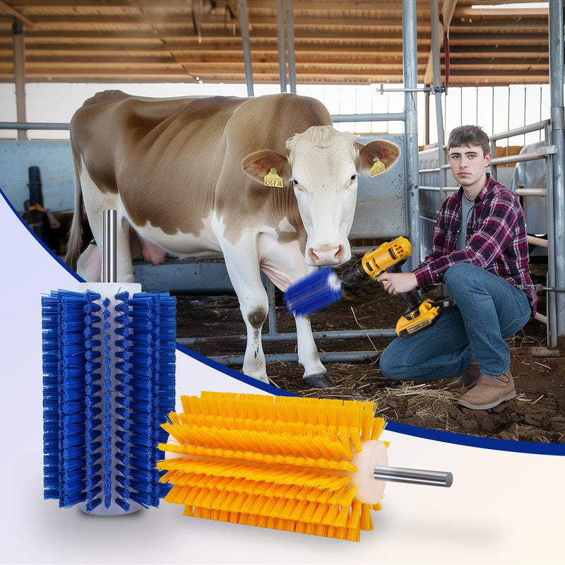 Livestock Scratching Mini Roto Drill Brush Attachment For Horse Cow Goat Cattle Pig Grooming, Relieve Itching on the Back, Remove Harmful Parasites/Dead Skin/Shedding Hair, 5/18" Shank, Blue - BeesActive Australia