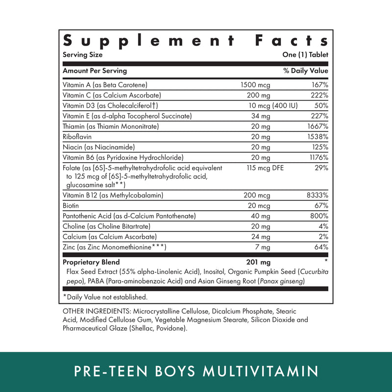 Michael's Health Naturopathic Programs Pre-Teen Boys Daily Multivitamin - 60 Vegetarian Tablets - With Male Herbal Blend - Kosher - 60 Servings
