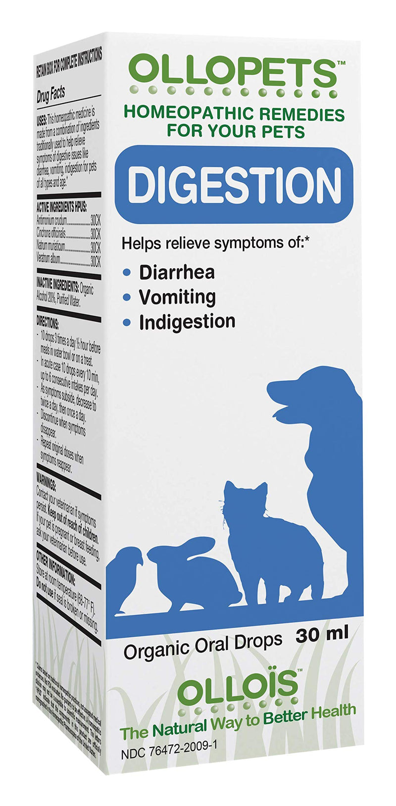 OLLOPETS Digestion, Organic Homeopathic Remedy for All Pets, 1 Fl Ounce