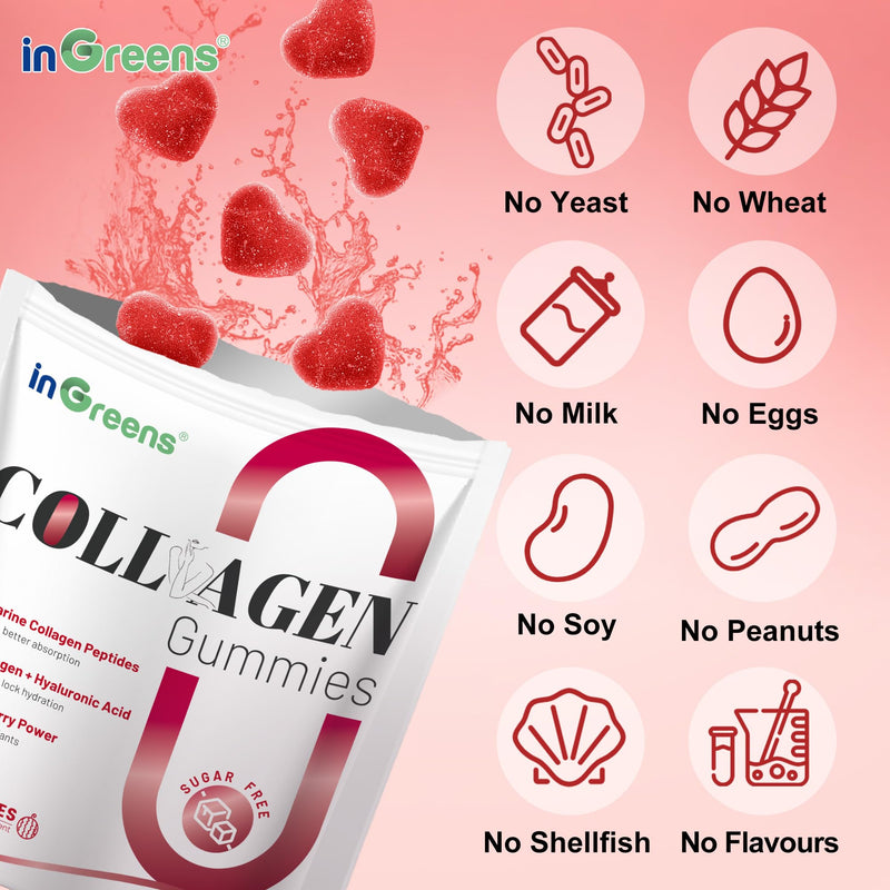 inGreens 5000mg Marine Collagen Gummies, Sugar Free, 90 Count | Hydrolyzed collagen blend with Resveratrol, herbal extracts, and Biotin for daily absorption 90 Count (Pack of 1)
