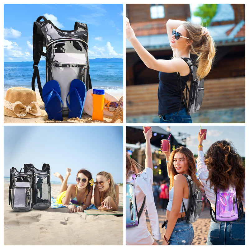 Hydration Backpack,Water Backpack with 2L Water Bladder,Festival Essential-Rave Hydration Pack,Lightweight Insulation Hydropack for Outdoor,Hiking,Running,Biking,Music Festival for Men Women Clear