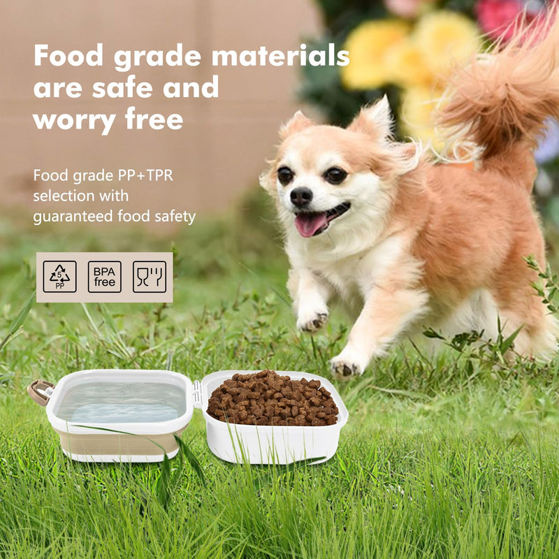 Travel Dog Bowls, Portable Food and Water Bowl for Dogs and Cats 2-in-1, Foldable Feeding and Food Storage Solution for Small & Medium Dogs, Ideal for Traveling & Camping (White, Small) white - BeesActive Australia