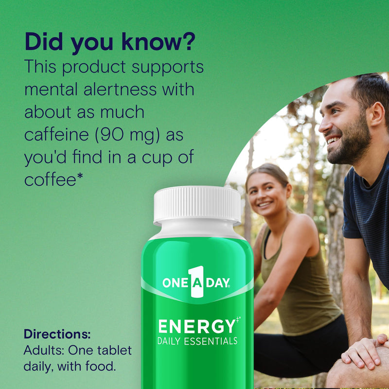A Day Energy Daily Essentials Multivitamin, Energy Supplement to Support Mental Alertness and Immune Health with Vitamins A C, D, E, Zinc and Caffeine, 120 Count (Pack of 2) 120 Count (Pack of 2)