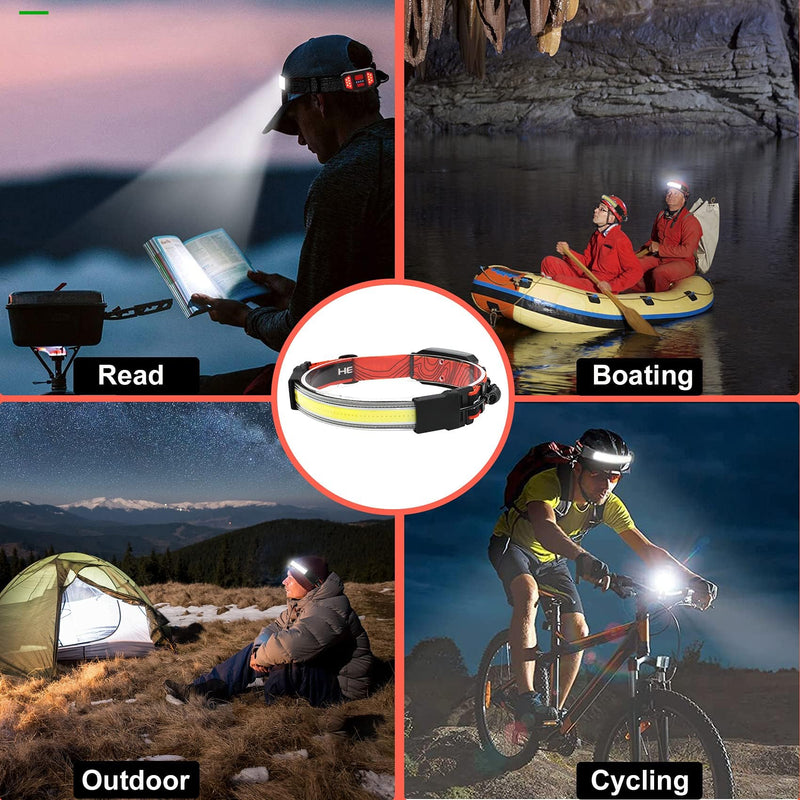 Rechargeable Headlamp 4 Pack, 1000 Lumen 230° Wide Beam Headlamp with 3 Modes, Super Bright LED Headlamp, Lightweight Illumination Head Lamp with Red Taillight for Hiking, Running, Fishing, Camping