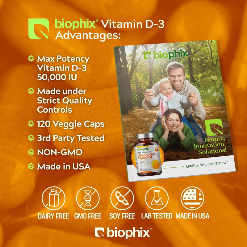 biophix Vitamin D-3 10000 IU High-Potency 120 Softgels - High-Potency Non-GMO Soy-Free Supports Strong Bones Immune Health