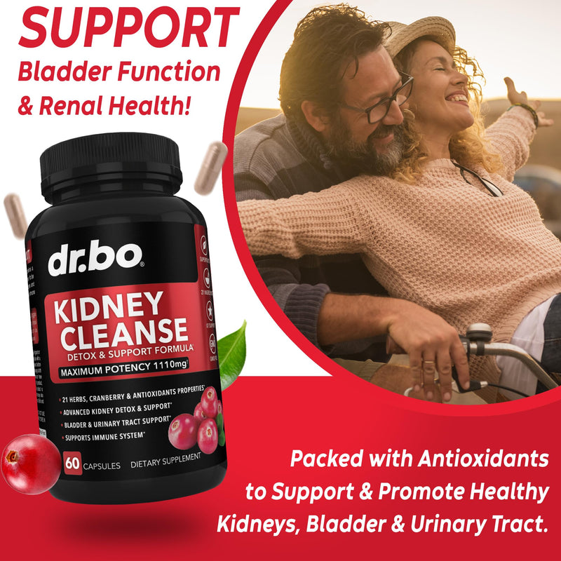 Kidney Cleanse Detox Support Supplement - Natural Cranberry, Juniper Berries, Buchu & Uva Ursi Extract to Support Kidneys, Bladder & Urinary Tract Health Supplements - Herbal Renal Blend Formula Pills - BeesActive Australia